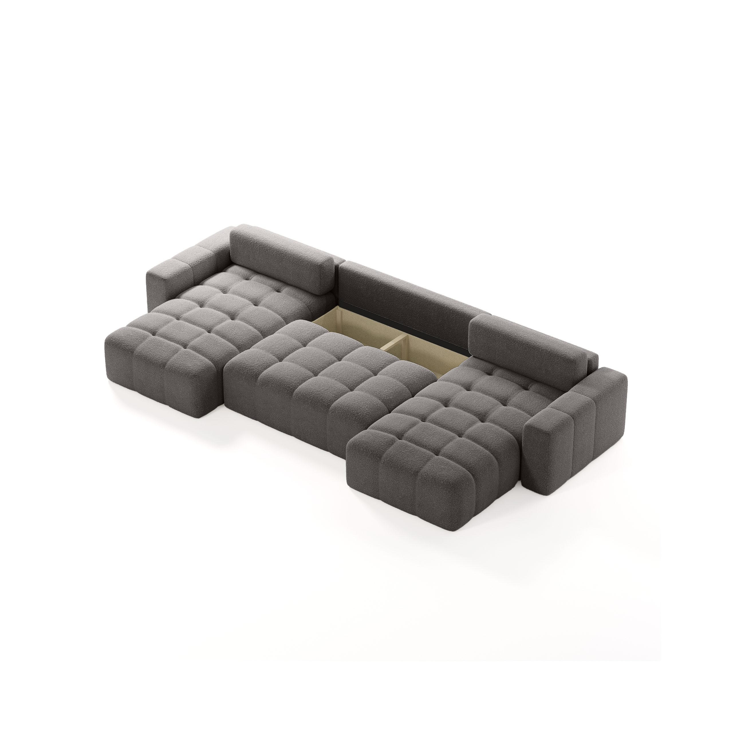 Thumbnail - Meblito Ecksofa, Grau, Textil, U-Form, 386x70x155 cm, Wohnzimmer, Sofas & Couches, Wohnlandschaften, Wohnlandschaften in...