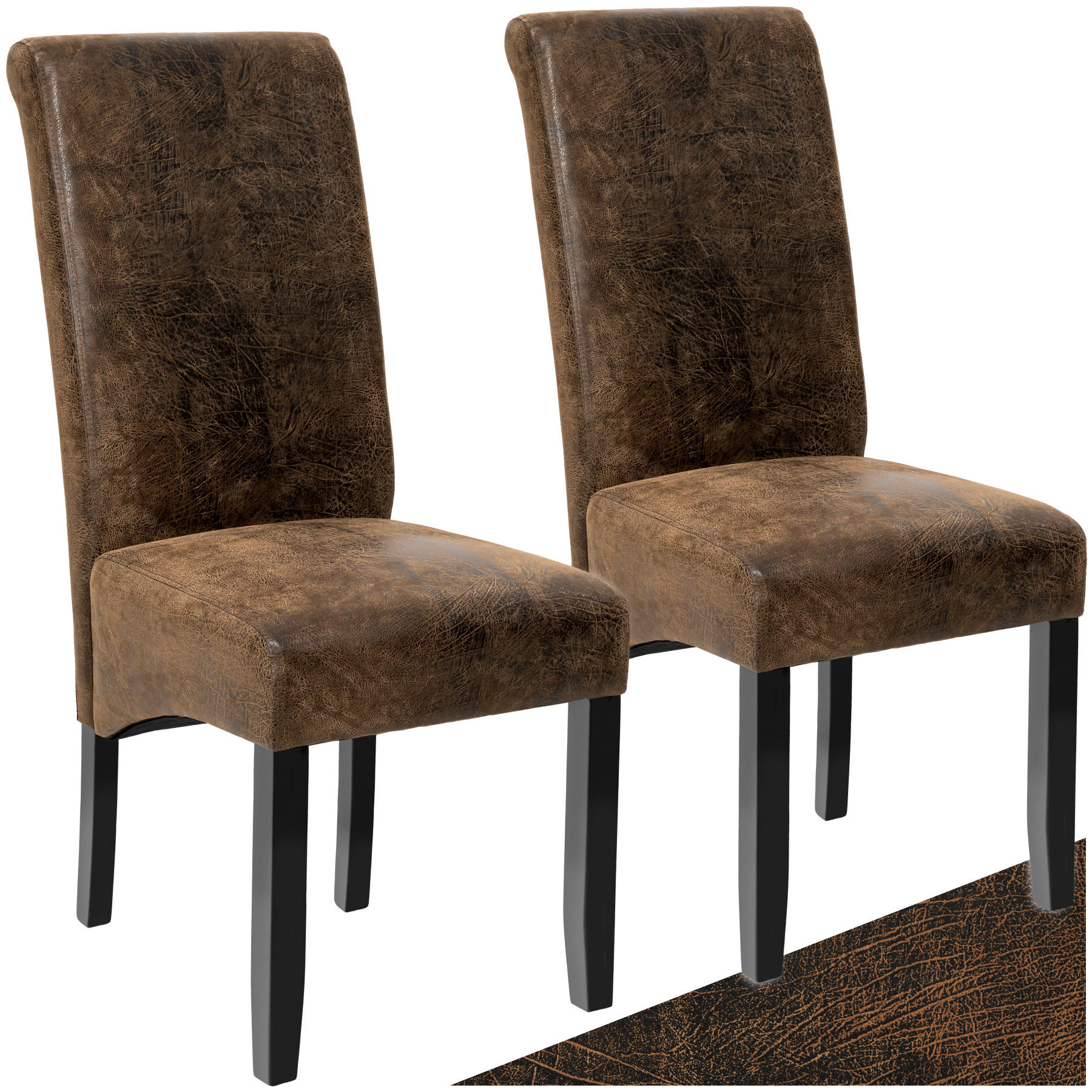 ESSZIMMERSTUHL 2er Set 44 x 63 x 106 cm antikbraun - Anthrazit/Braun, Textil (44/106/45cm) - tectake