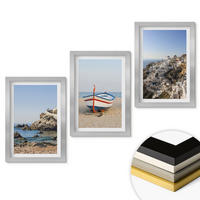 WANDBILDER 3er Set - 20x30 cm Silberner Rahmen - Ansichten von Griechenland mit einem Boot und Häusern - Silberfarben, Kunststoff (20/30cm) - ArtPrintCave