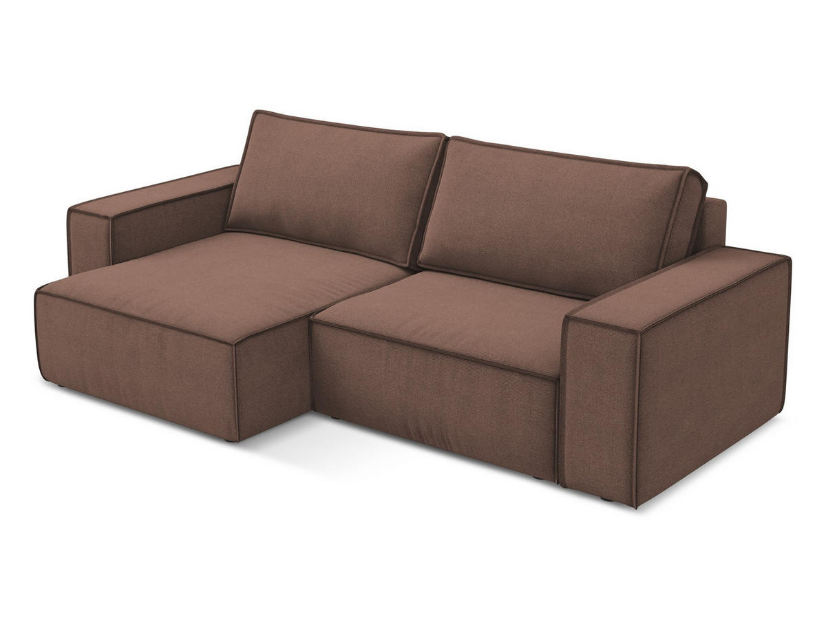 ECKSOFA mit Schlaffunktion Strukturstoff Stoff Pink - Pink/Hellrosa, Kunststoff/Textil (148/257cm) - Makamii