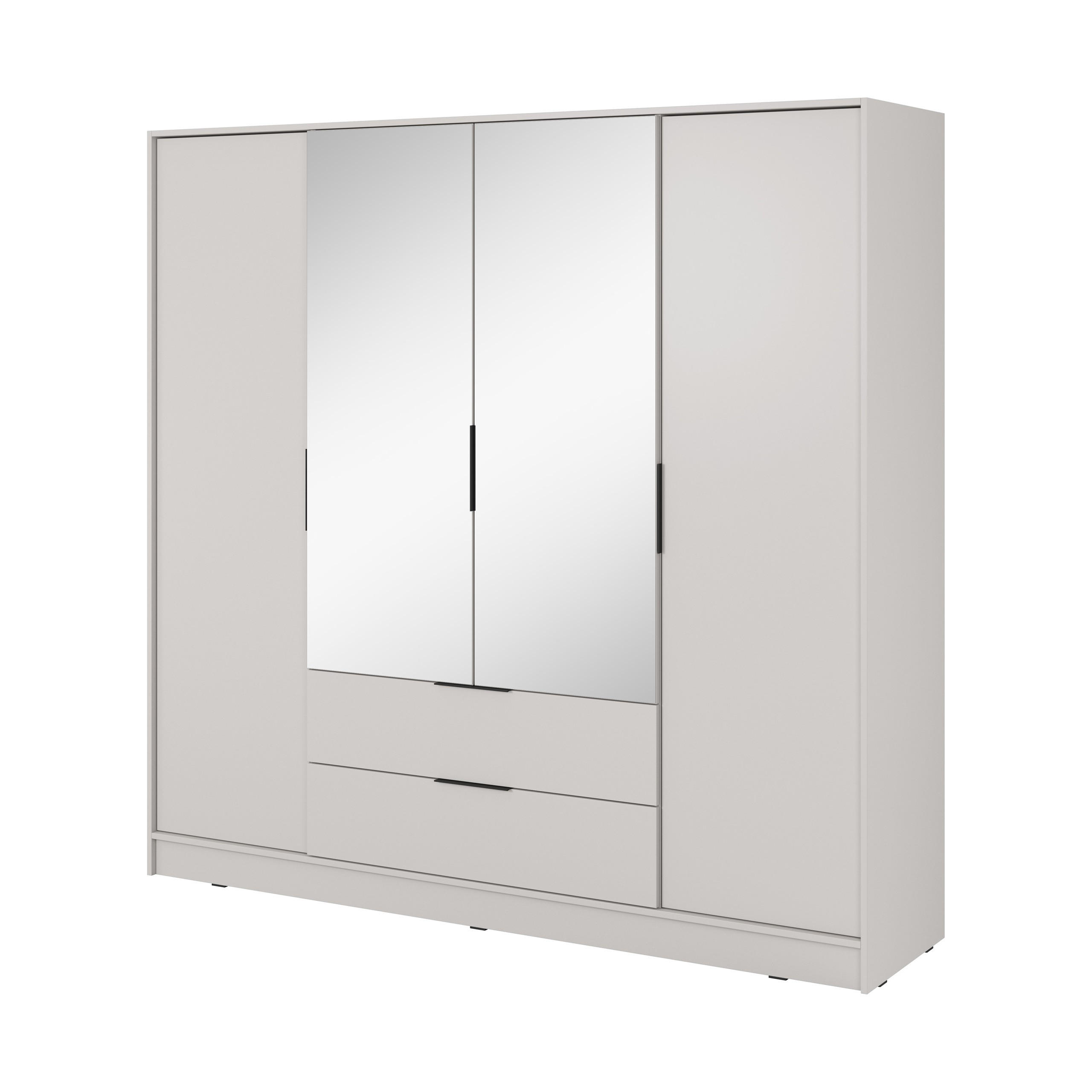 DREHTÜRENSCHRANK CATERINA 206/200/51 cm 4-türig mit Spiegel Kaschmir - Kaschmir, Holzwerkstoff (206/200/51cm) - MASSENO