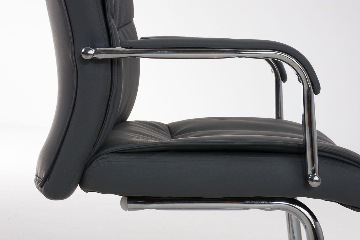 BESUCHERSTUHL KARO 105x49x60 cm Grau Kunstleder - Grau, Leder/Metall (49/105/60cm) - DELUKE