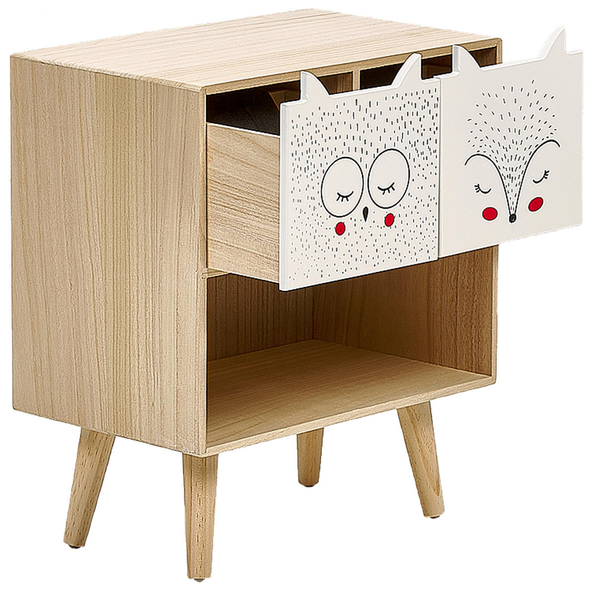 NACHTTISCH Heller Holzfarbton/Weiß Rupert - Hellbraun/Weiß, Holzwerkstoff (40/46/25cm) - Beliani