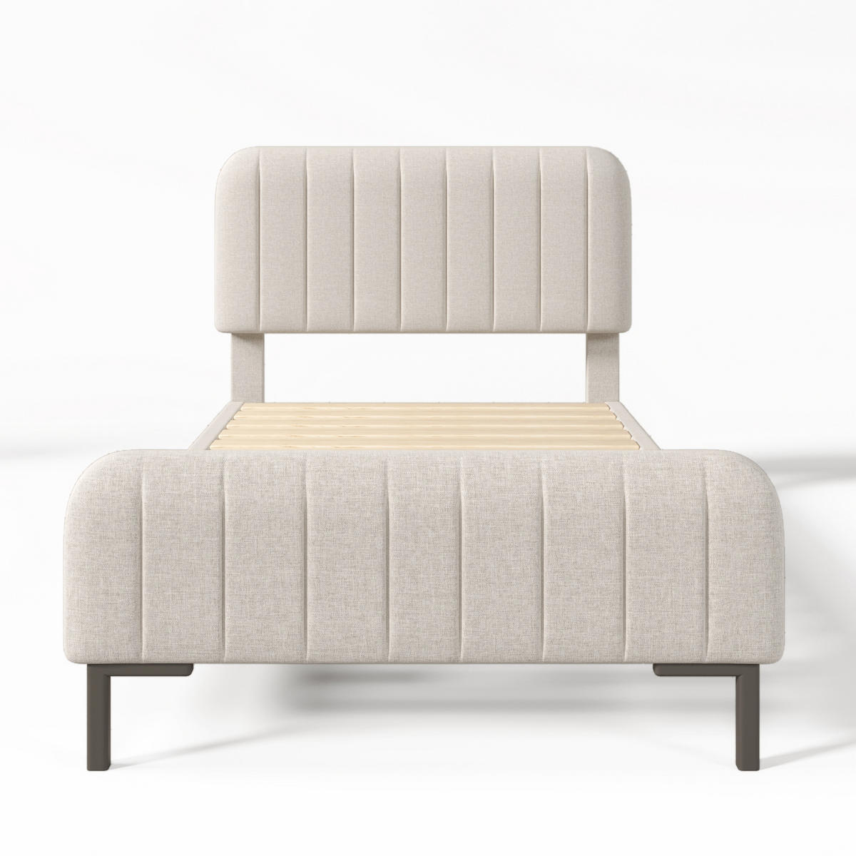 POLSTERBETT 90/190 cm mit verstellbarem Kopfteil, DE-41531, in Helles Beigegrau - Beige/Grau, Metall (90/190cm) - ComfortXL