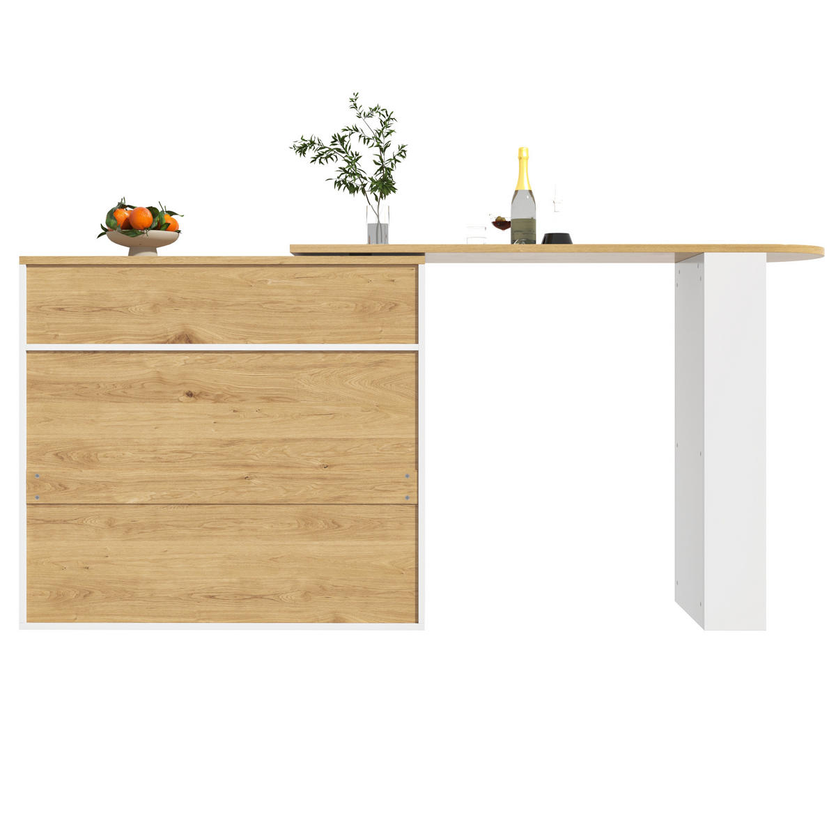 BARTISCH DE-38539 ausziehbar 138-204 cm 360° drehbar Weiß - Weiß, Holzwerkstoff (39/138/104cm) - ComfortXL