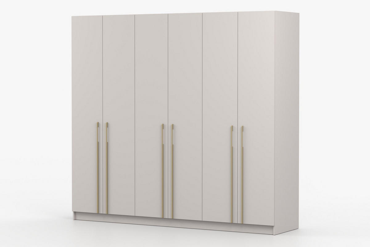 KLEIDERSCHRANK MIRELO 6D 230 cm breit in Kaschmir - Kaschmir, Holzwerkstoff (230/210/57cm) - Deine Möbel 24
