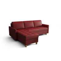 ECKSOFA KONGO RBN08, Eckcouch in L-Form mit Schlaffunktion, Farbe: Rot, Kunstleder, Ottomane Links - Rot, Textil (240/180cm) - O-Sofa