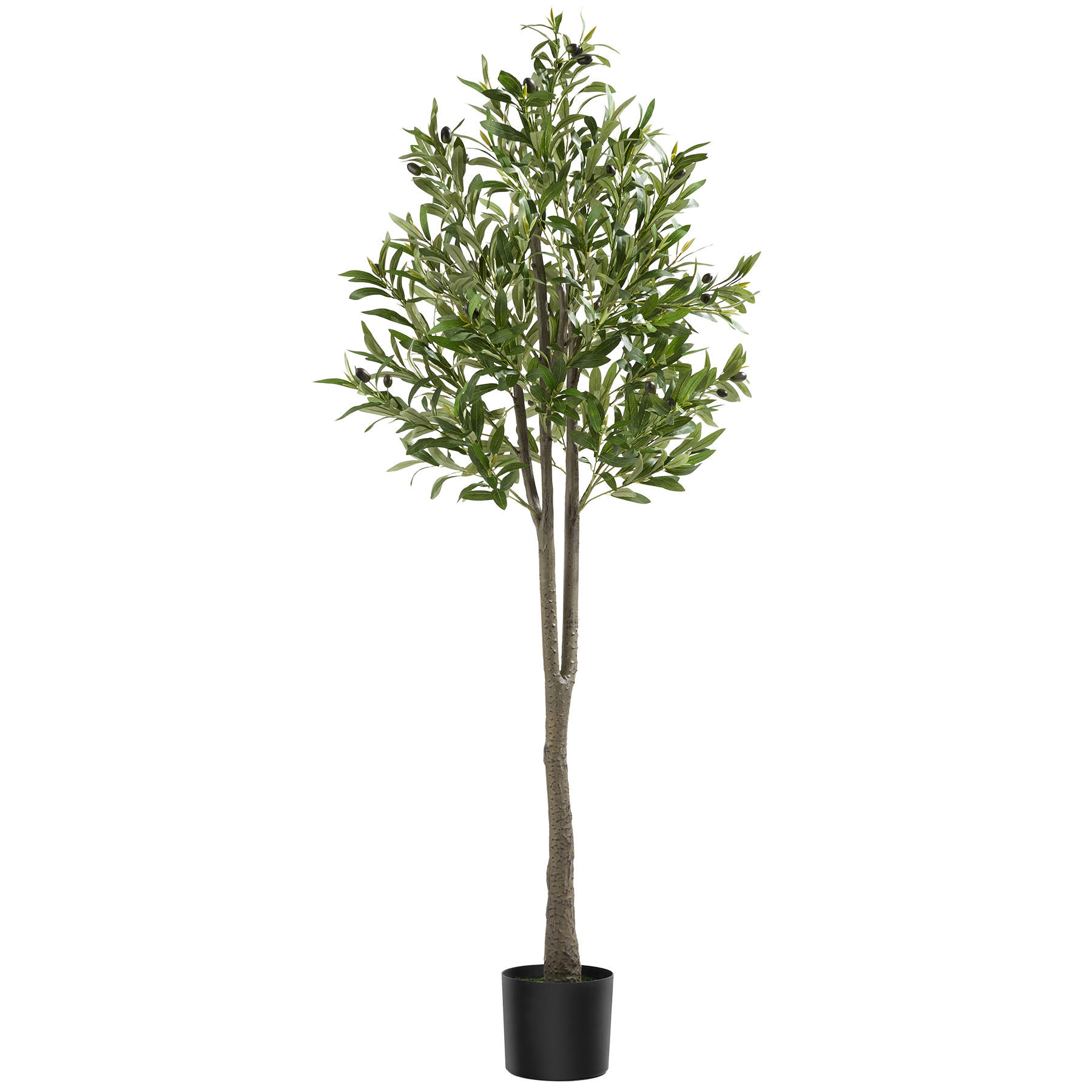KÜNSTLICHER-OLIVENBAUM Oleand,stabiler Kunststoff-Blumentopf,grün - Grün, Kunststoff (150cm) - tectake