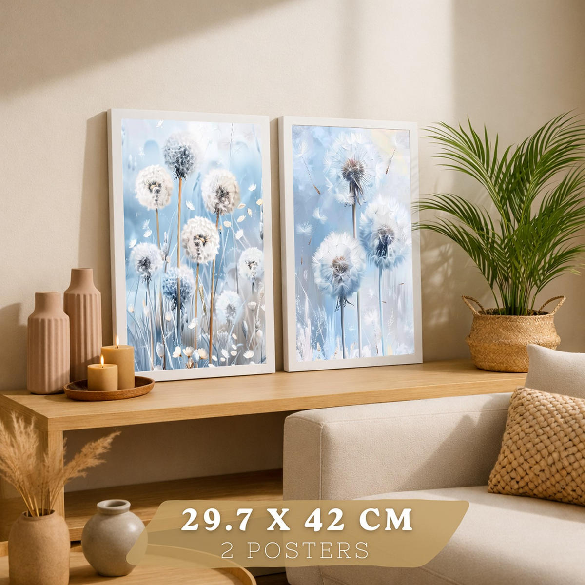 PLAKAT Sada 2 Sweet Blue 2 A4 Bílý rám - bílá, papír (29.7/1/21cm) - Nacnic