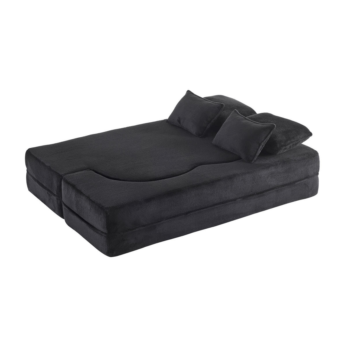 SCHLAFSOFA DE-35000 mit 4 Kissen und Klappfunktion Schwarz - Schwarz, Textil (60/76/198cm) - ComfortXL