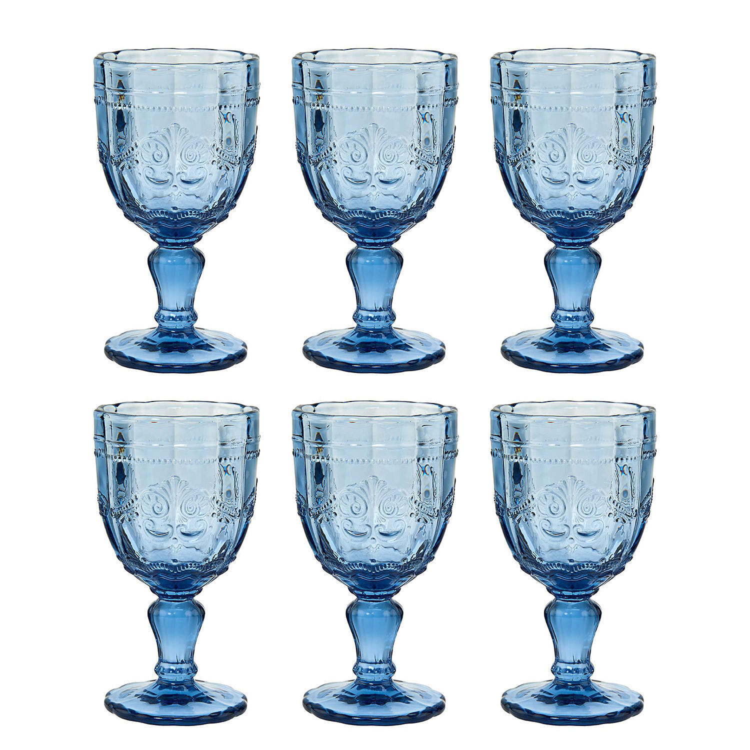 TRINKGLAS (6er Set) Victorian - Blau, Glas (0.23L) - Butlers