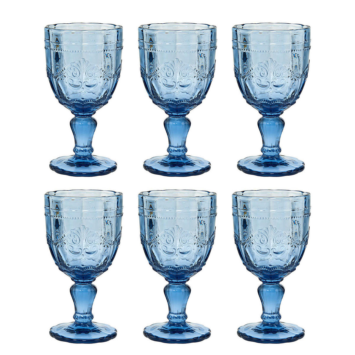 TRINKGLAS (6er Set) Victorian - Blau, Glas (0.23L) - Butlers