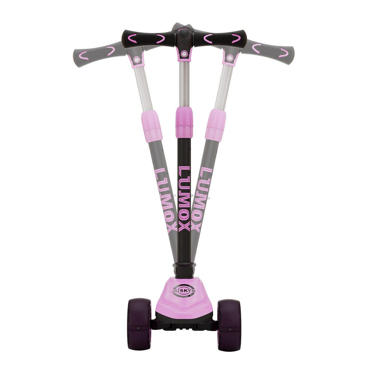 KINDERROLLER Lumox höhenverstellbarer Lenker inkl. Leuchtränder rosa - Rosa, Metall (28/59cm) - Juskys