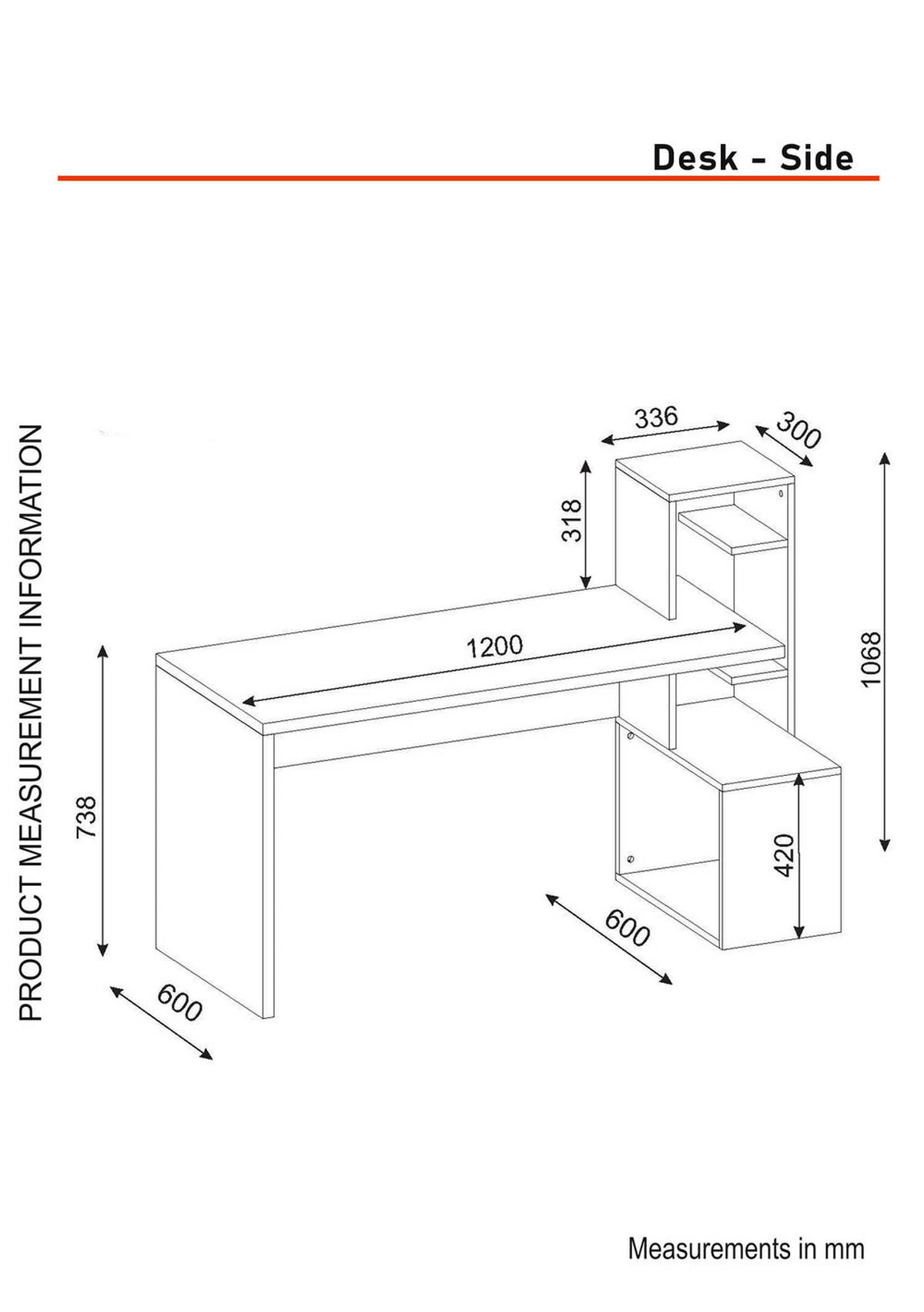 SCHREIBTISCH Side Weiß Walnuss - Walnussfarben/Weiß, Holzwerkstoff (60/120/73cm) - moebel17