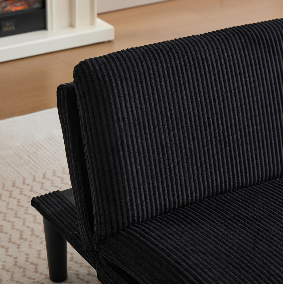 SOFA mit 3-stufig verstellbarer Rückenlehne Schwarz 2-Sitzer - Schwarz, Holzwerkstoff (168/67/86cm) - Meubliv