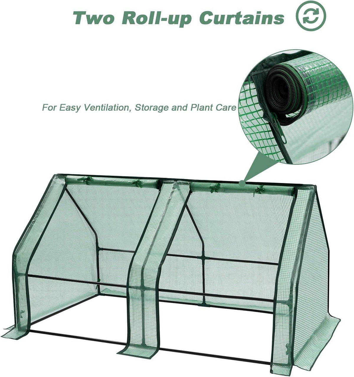 FOLIENGEWÄCHSHAUS Frühbeet, Gewächshaus Balkon, 180x90x90cm - Grün, Textil/Metall (180/90/90cm) - Woltu