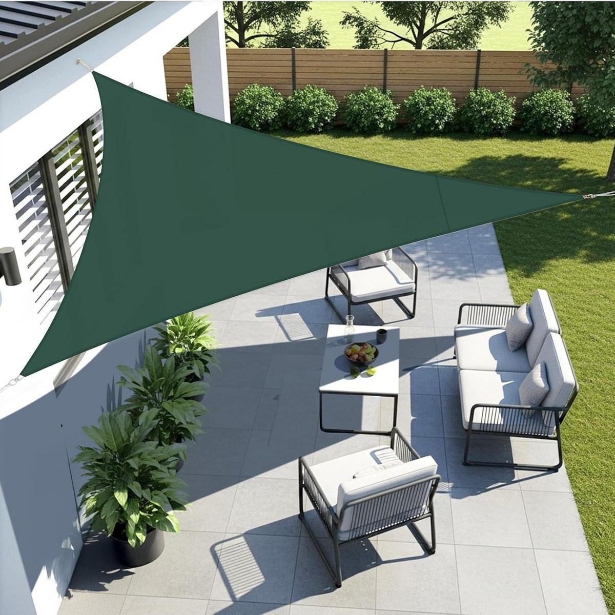 SONNENSEGEL Dreieckig 300 x 300 x 300 cm Wasserdicht PES Polyester Verde - Olivgrün, Textil (30/43cm)
