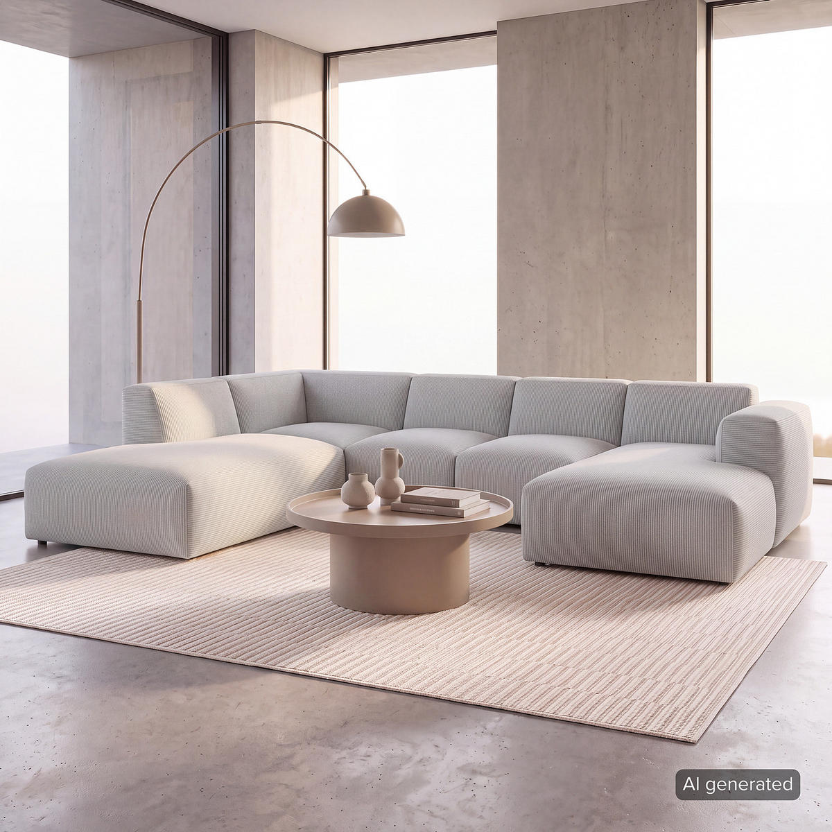 WOHNLANDSCHAFT mit Longchair - Schwarz/Grau, Kunststoff/Textil (325/71/235cm) - home24