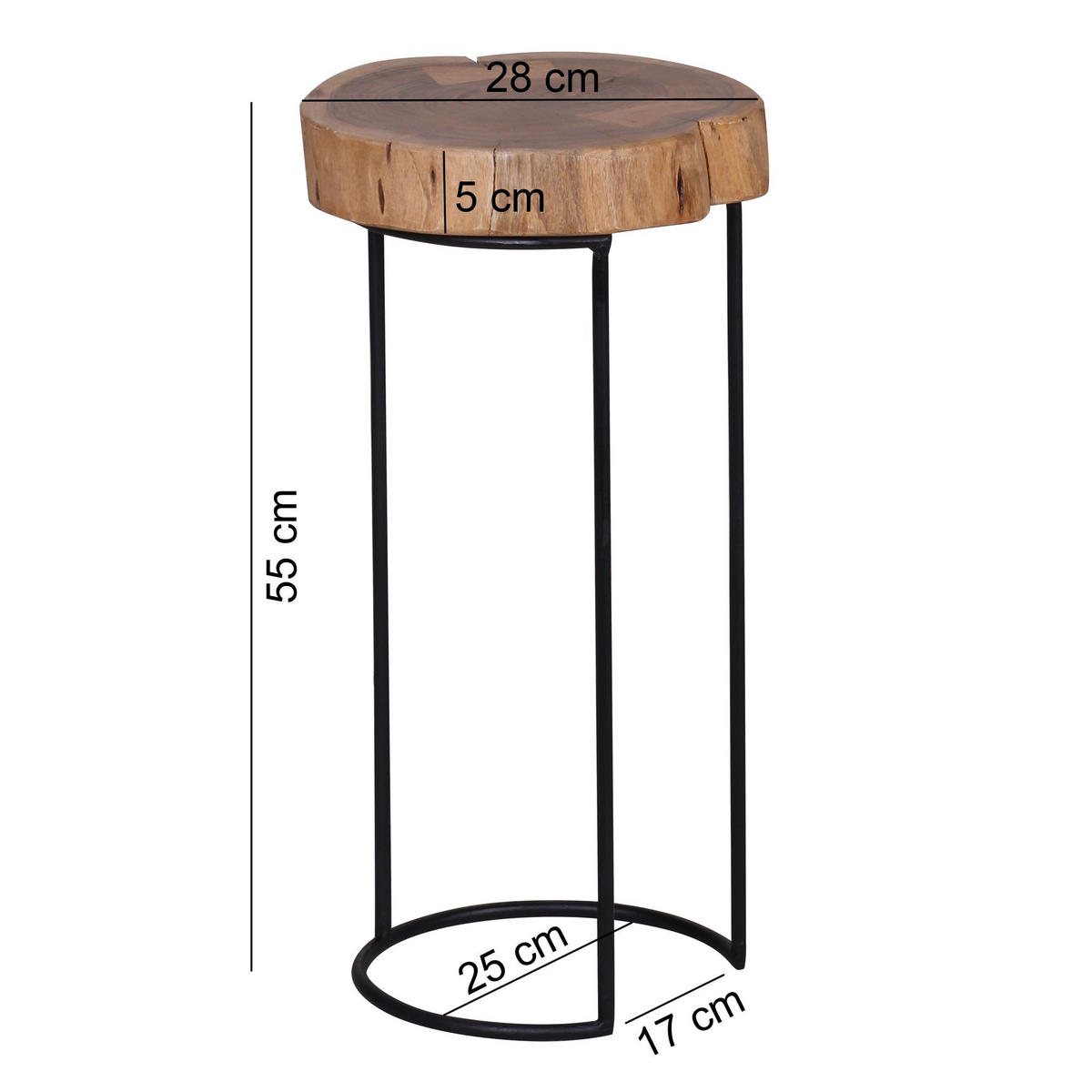 COUCHTISCH MEPA Akazie Baumstamm - Akaziefarben, Holz (28/28/55cm) - tinkaro