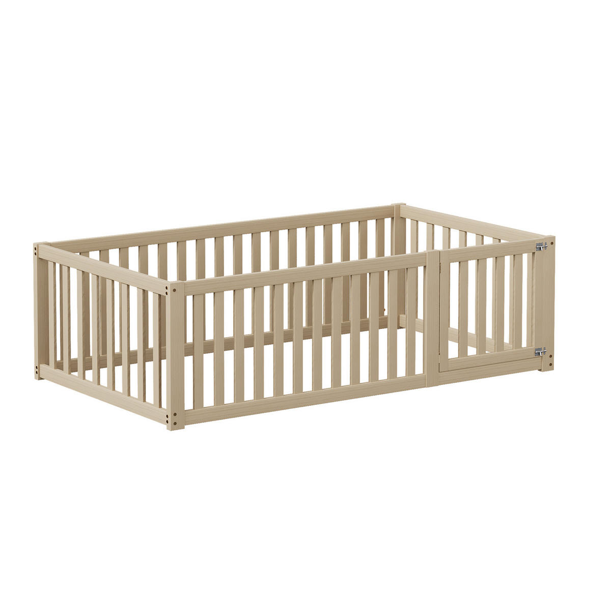 KINDERBETT 90/200 cm Natur aus Massivholz mit Zaun und Tür - Naturfarben, Holz (90/200cm) - OKMYHOME