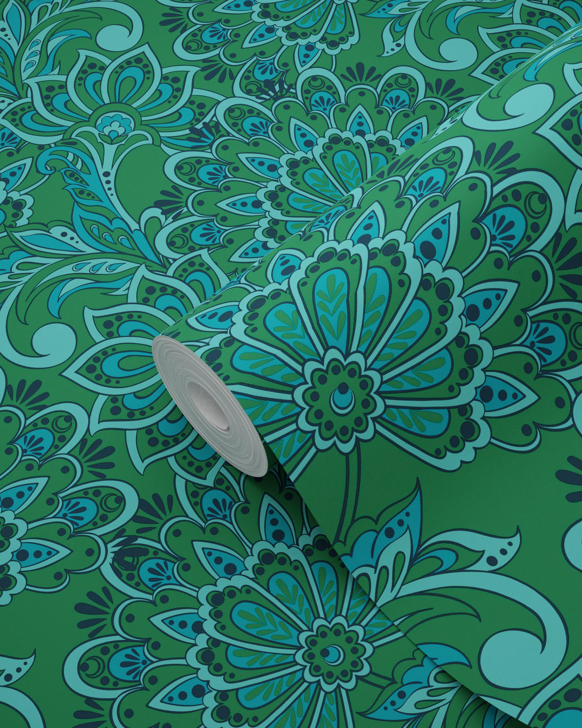 TAPETE Blumenmuster 50 x 900 cm - Grün, Papier (50/900cm) - ESTAhome