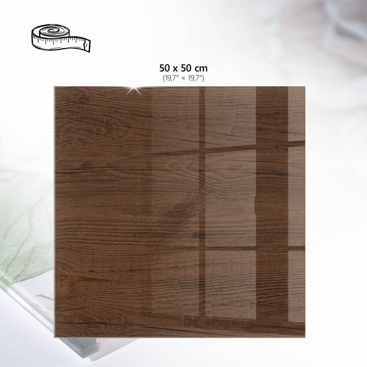 TISCHPLATTE 50x50 cm – Holzringe - Rot, Glas (50/50/0.4cm) - Wallfluent