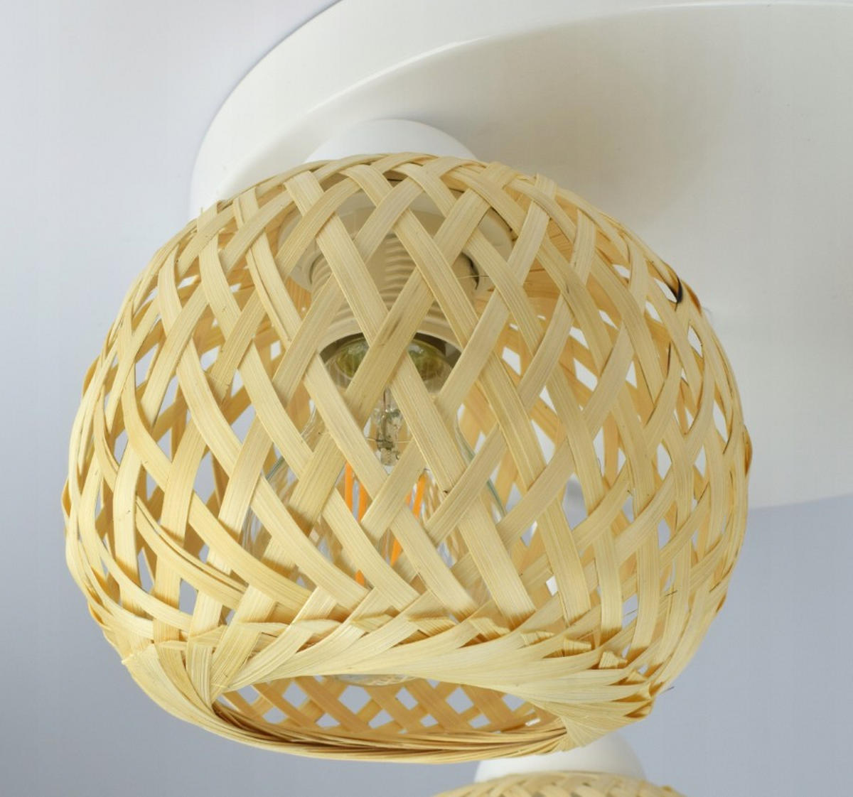 DECKENLEUCHTE BOHO - Beige/Weiß, Holz/Metall (36/36/26cm) - kiki design