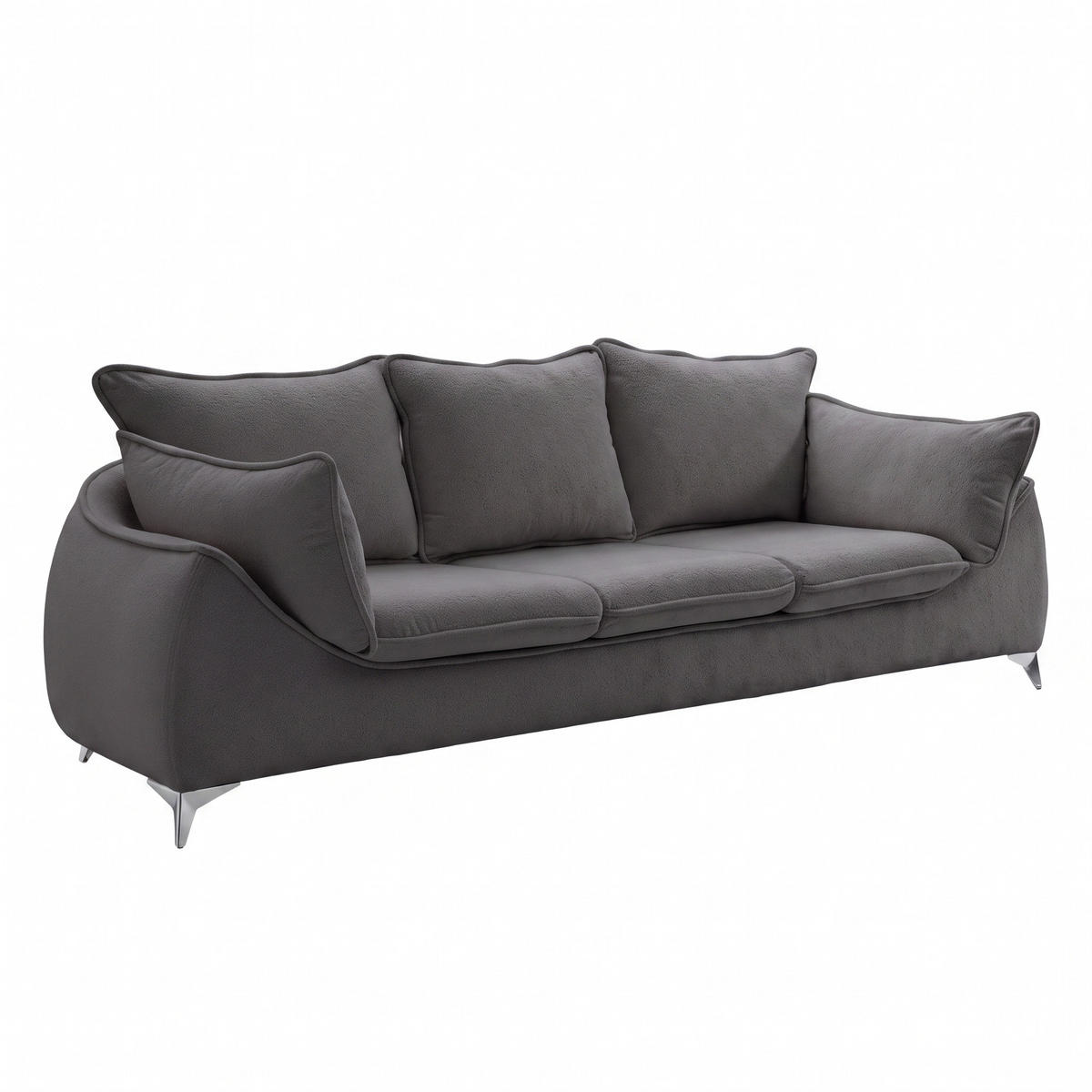 3-SITZER Sofa MELANI 252 cm Velours Anthrazit - Chromfarben/Anthrazit, Holz/Textil (252/90/88cm) - Muffo