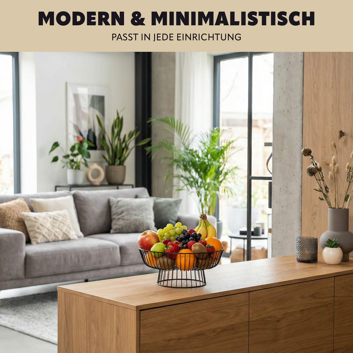 OBSTKORB, aus Metall, schwarz - Schwarz, Metall (28.5cm) - eluno