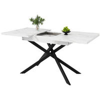 ESSTISCH, MDF in Marmoroptik mit Ausziehfunktion, 120-160/80/76,5 cm, Weiß/Schwarz - Weiß, Holzwerkstoff (120/80/76.5cm) - Redom