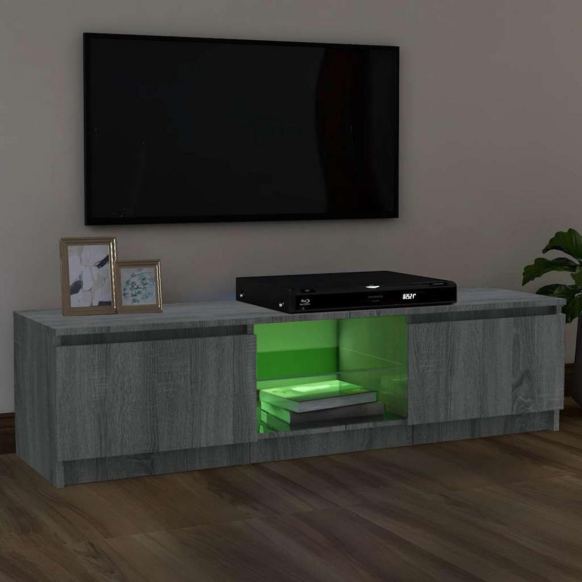 TV-SCHRANK Mit Led-Leuchten Grau Sonoma 120/30/36 Cm - Grau, Holzwerkstoff (30/36/120cm) - vidaXL