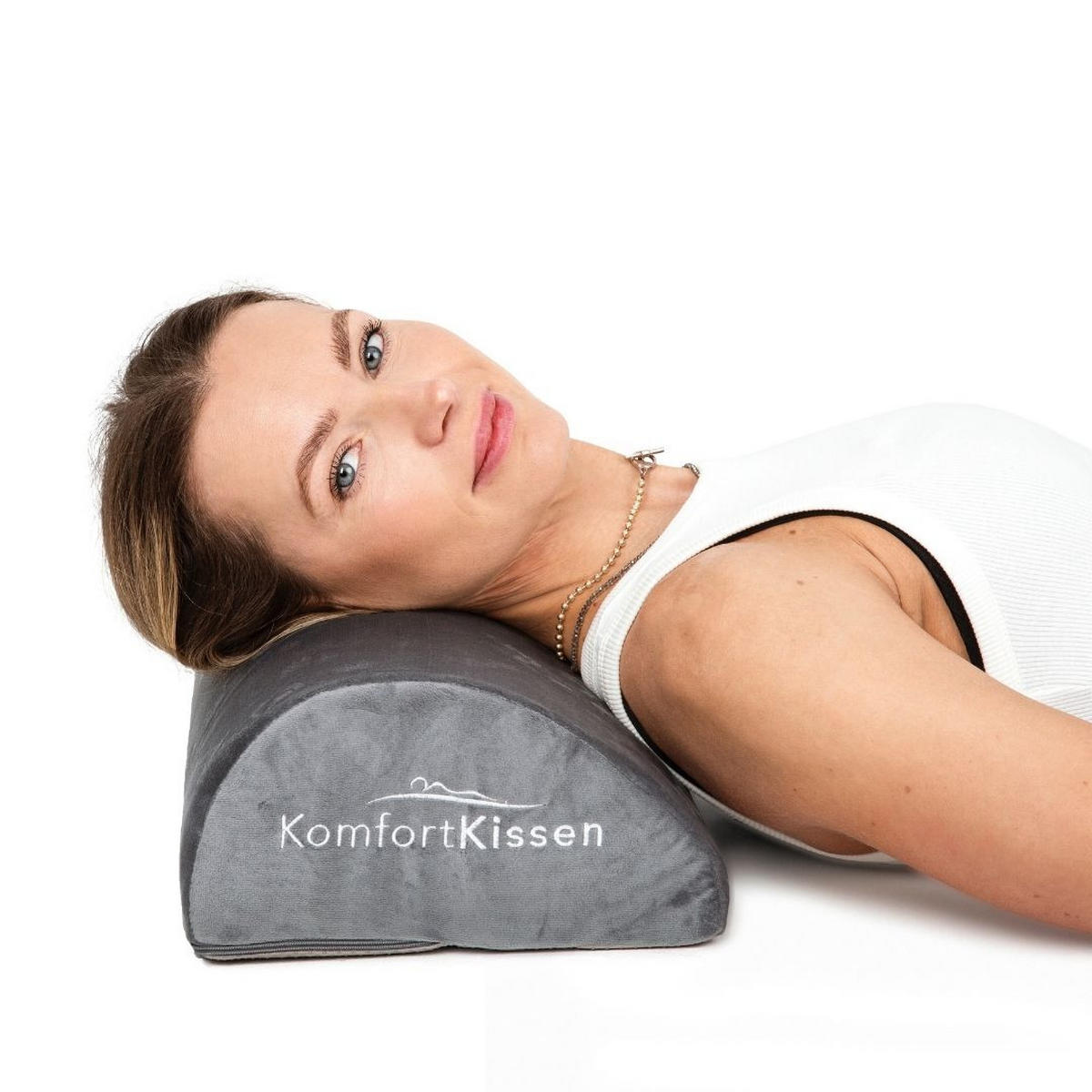 LENDENKISSEN in D-Form - Grau, Textil (43/25cm) - KomfortKissen