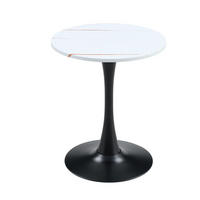 BEISTELLTISCH rund 60/60/72 cm Weiß Schwarz aus MDF Metall mit thermoformierter Tischplatte - Weiß, Holzwerkstoff (60/60/72cm) - OKWISH