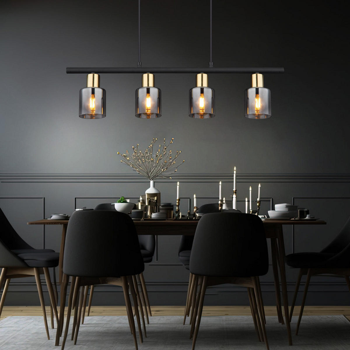 LED HÄNGELEUCHTE Metall Gold Grau Rauchoptik - Grau, Glas (65/8/120cm) - Globo Lighting