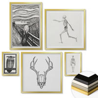 WANDBILDER 5er Set - 50x50 cm & 20x30 cm & 40x60 cm Goldrahmen - Küchenaccessoires auf pflanzlicher Basis - Goldfarben, Kunststoff (40/60cm) - ArtPrintCave