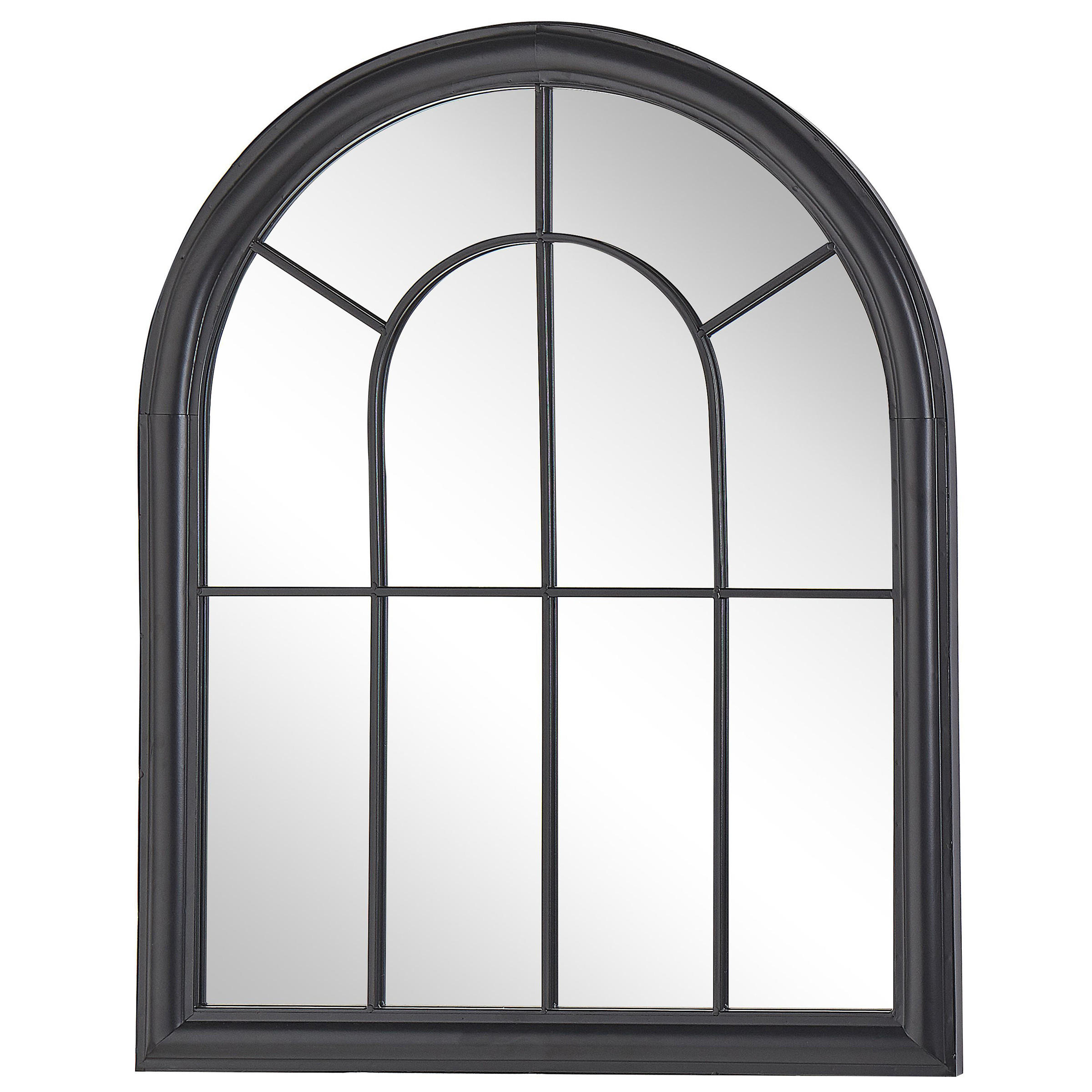 WANDSPIEGEL schwarz Fensteroptik 69/89 cm Embry - Schwarz, Metall (69/89/5cm) - Beliani