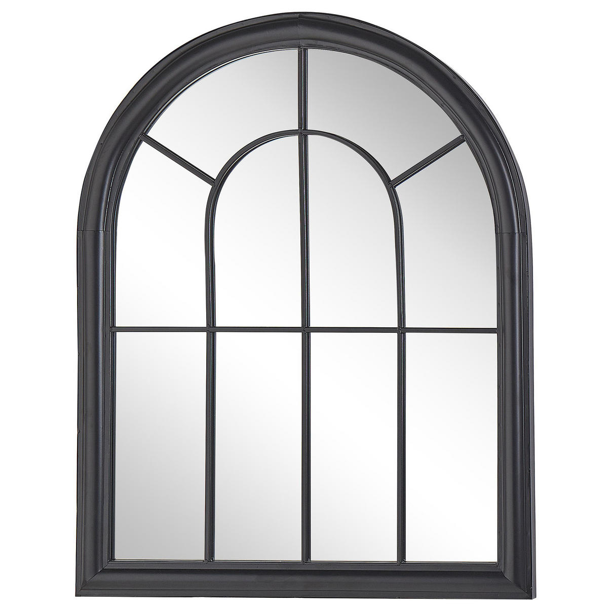 WANDSPIEGEL schwarz Fensteroptik 69/89 cm Embry - Schwarz, Metall (69/89/5cm) - Beliani