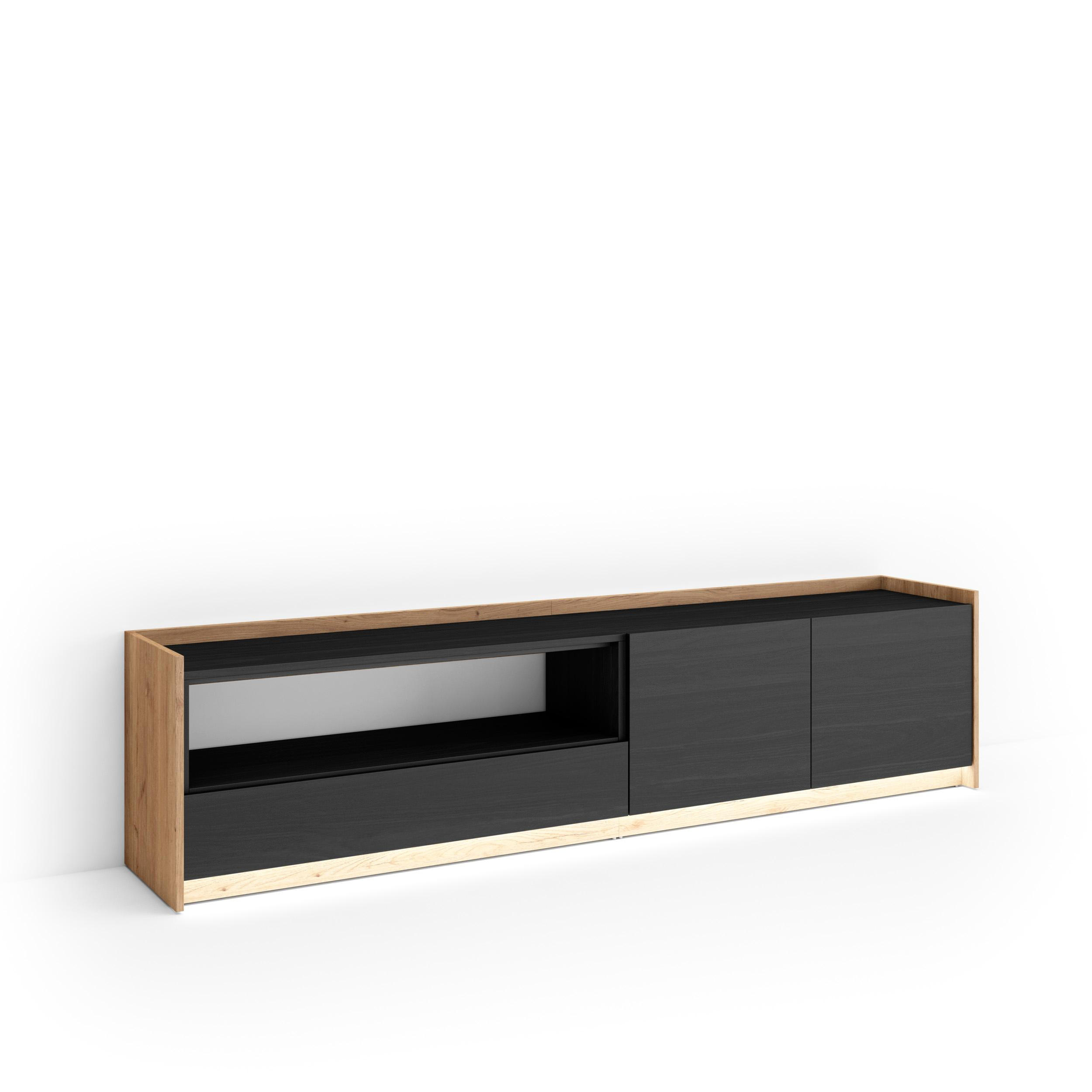 Skraut Home Lowboard, Schwarz 207x50x37 cm
