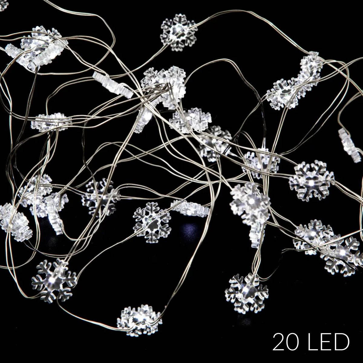 LICHTERKETTE Schneeflocken 20 LED - Weiß, Kunststoff (190cm) - Fééric Lights and Christmas