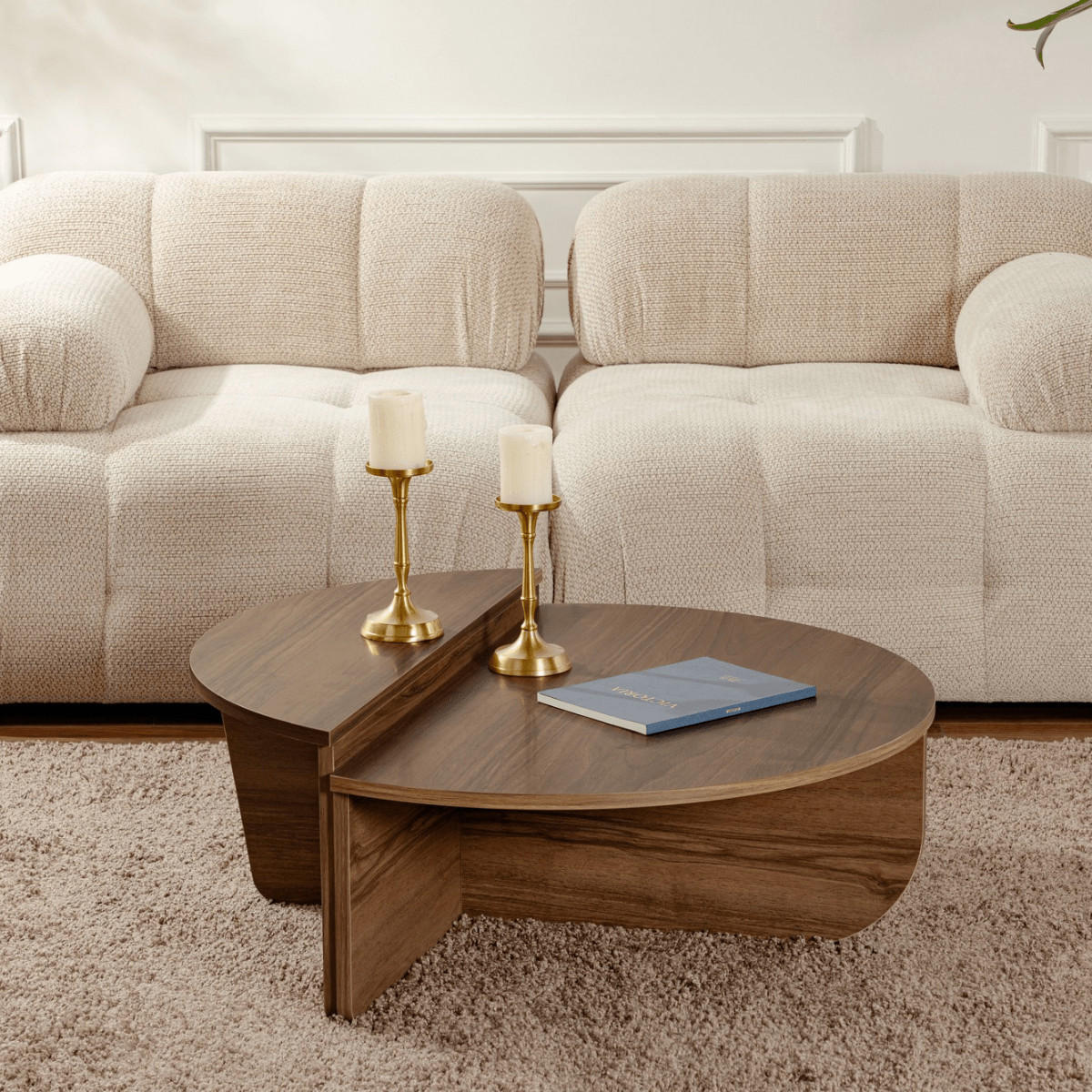 COUCHTISCH (2er-Set) orion 90/90/35 cm - Nussbaumfarben, Holzwerkstoff (90/90/35cm) - Calicosy