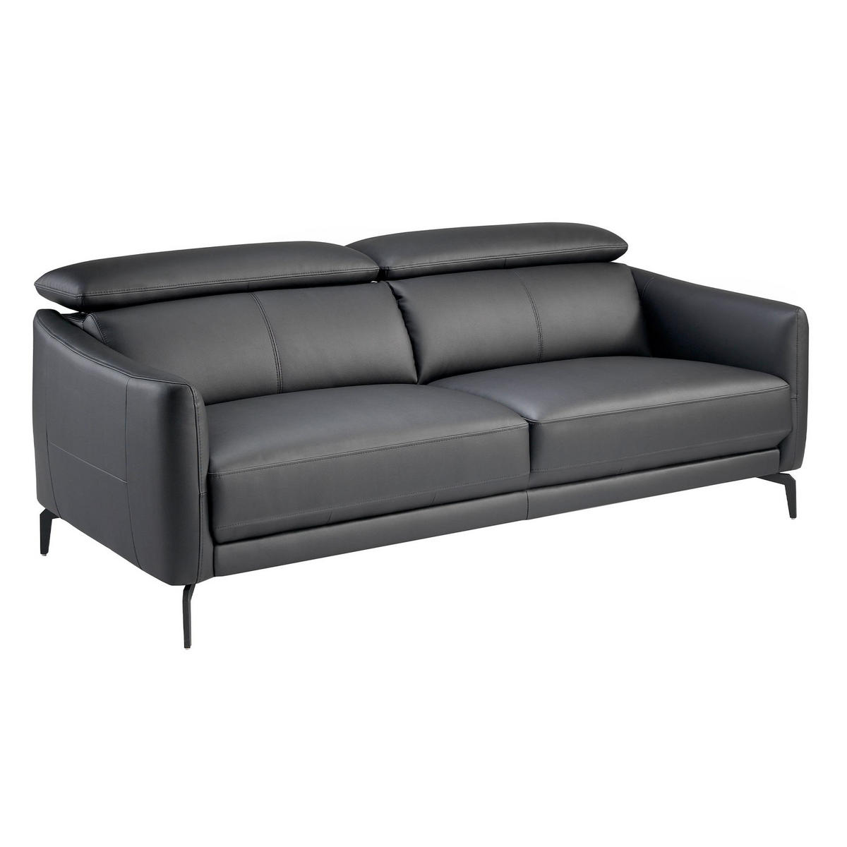 SOFA Schwarzes Ledersofa 3-sitzig 197/100/94 cm - Schwarz, Leder (197/94/100cm) - ANGEL CERDA