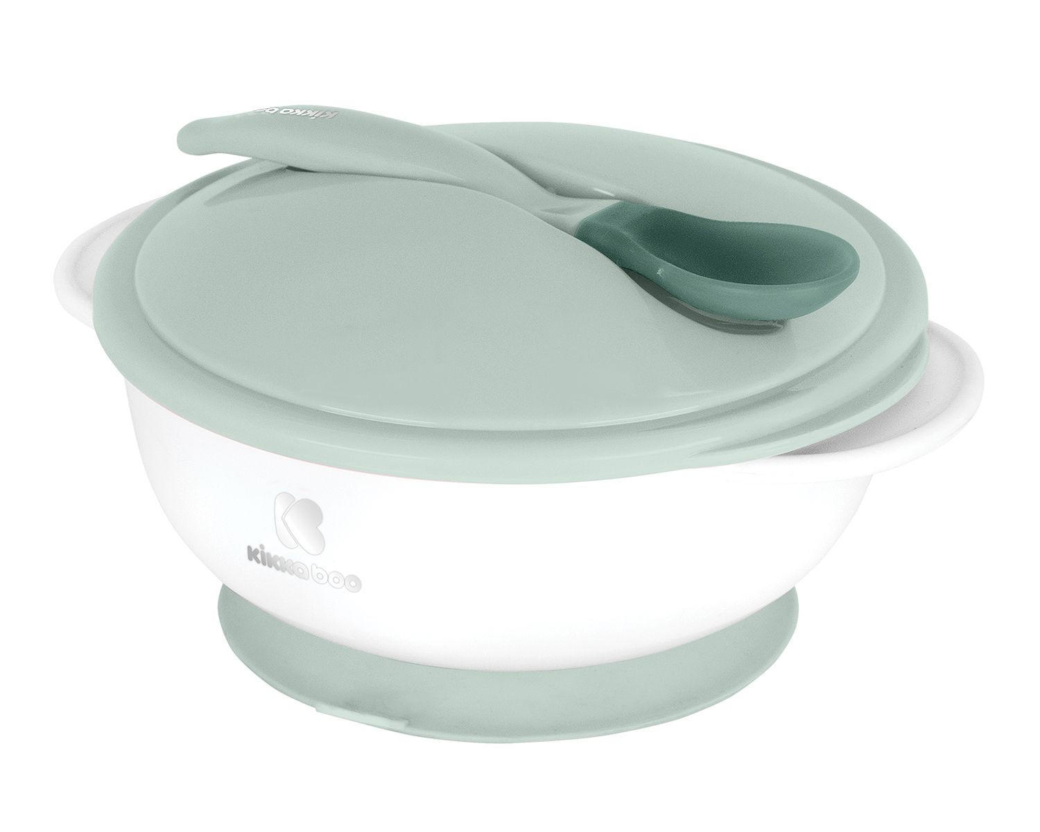 KINDERSCHÜSSEL Essschüssel 250 ml grün Deckel, ab 4 Monaten, ab 4 Monate, leicht zu reinigen, für unterwegs - Grün, Kunststoff (12/7/14cm) - Kikka boo
