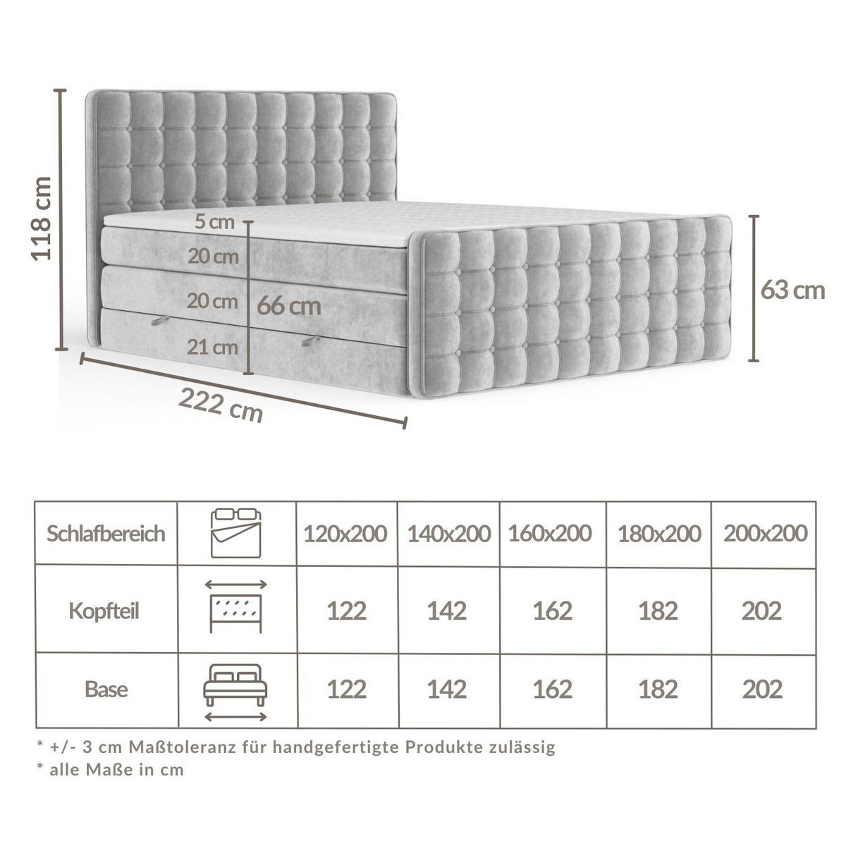 BOXSPRINGBETT Velouria Rosa 200/200 cm - Schwarz/Rosa, Holz/Holzwerkstoff (200/200cm) - Maison de Reve
