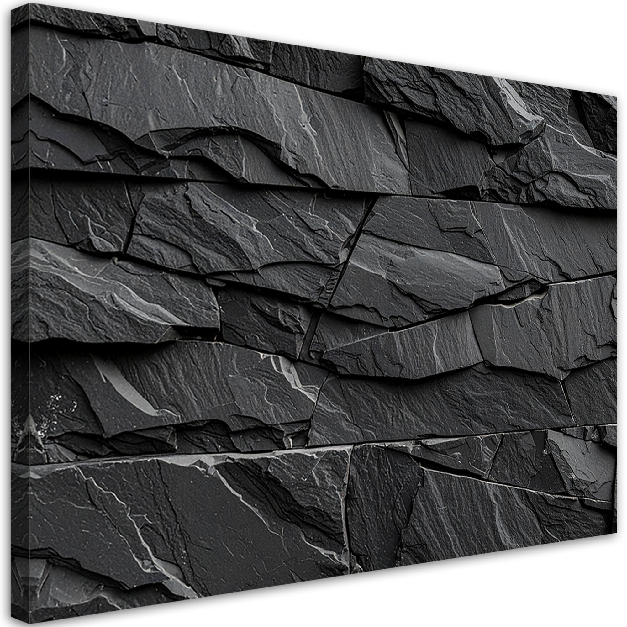 LEINWANDBILD Schwarzer Stein Schieferstruktur 120x80cm - Grau, Textil (120/80cm) - Feeby