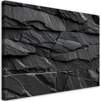 LEINWANDBILD Schwarzer Stein Schieferstruktur 120x80cm - Grau, Textil (120/80cm) - Feeby