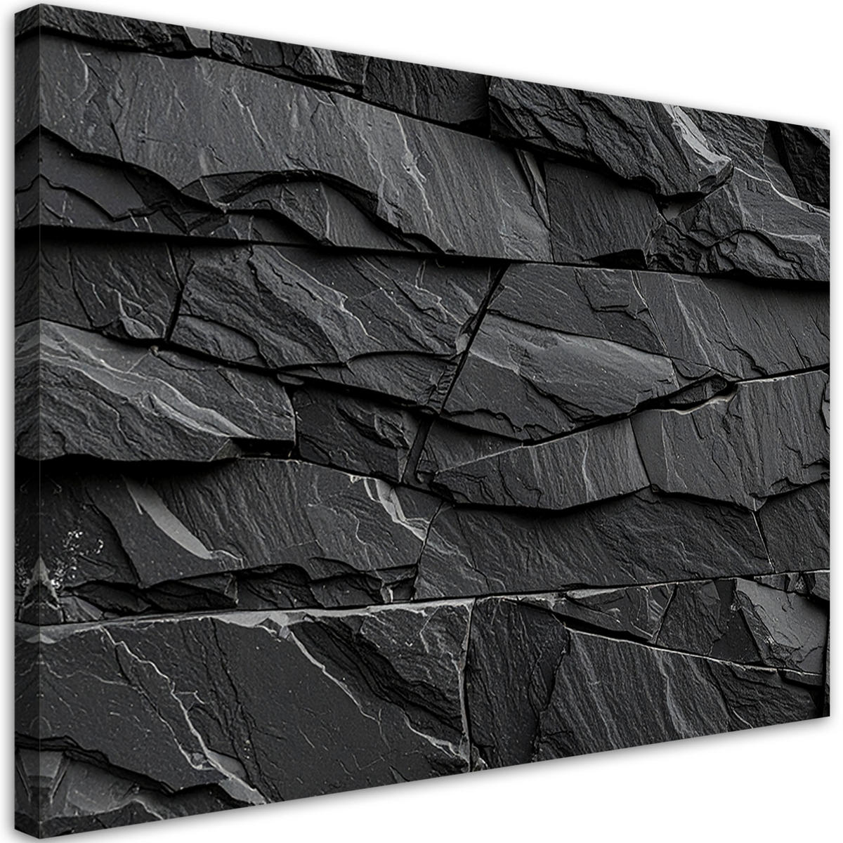 LEINWANDBILD Schwarzer Stein Schieferstruktur 120x80cm - Grau, Textil (120/80cm) - Feeby