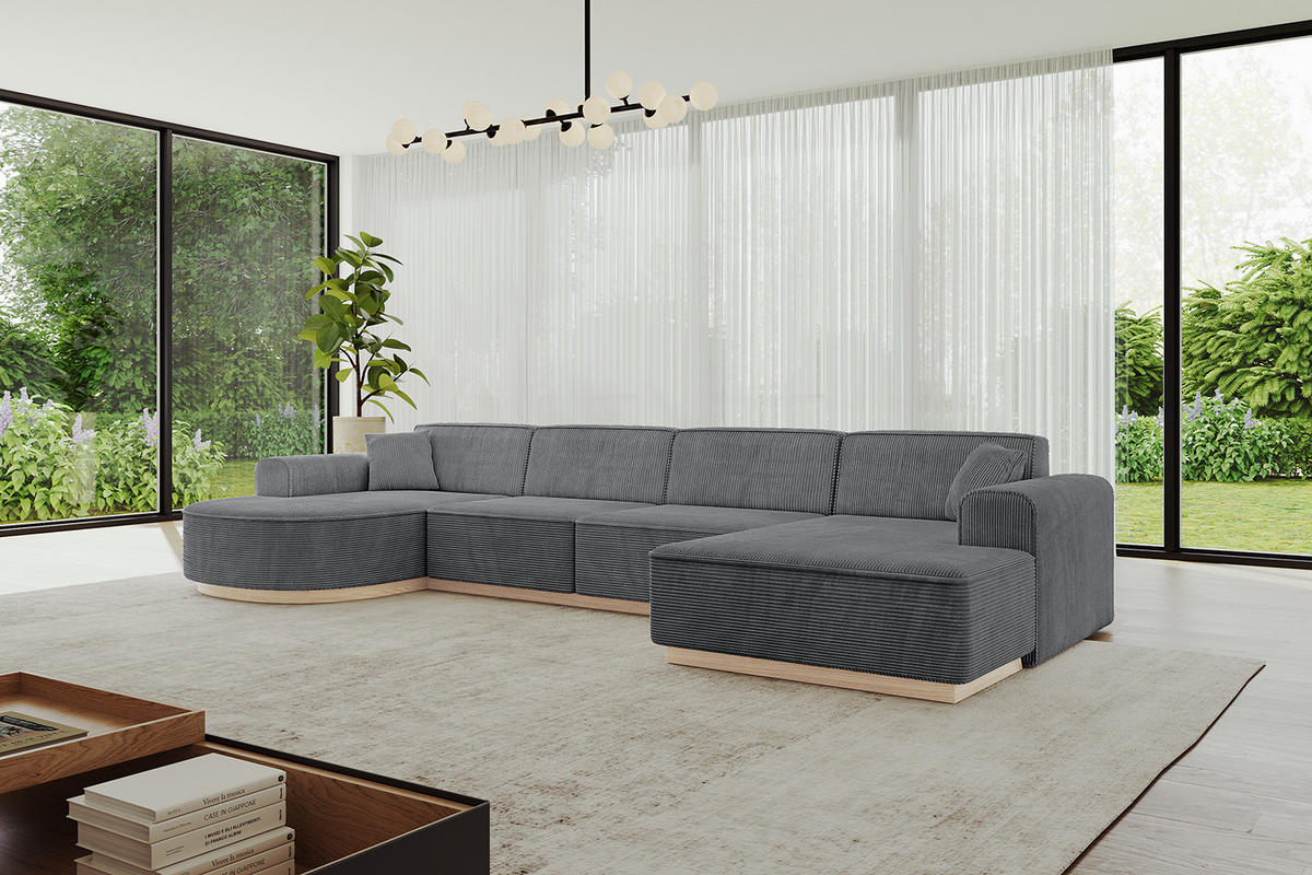WOHNLANDSCHAFT ARRIO-U2 303x171x83 cm Dunkelgrau - Dunkelgrau, Holzwerkstoff/Textil (388/83/171cm) - ALTDECOR
