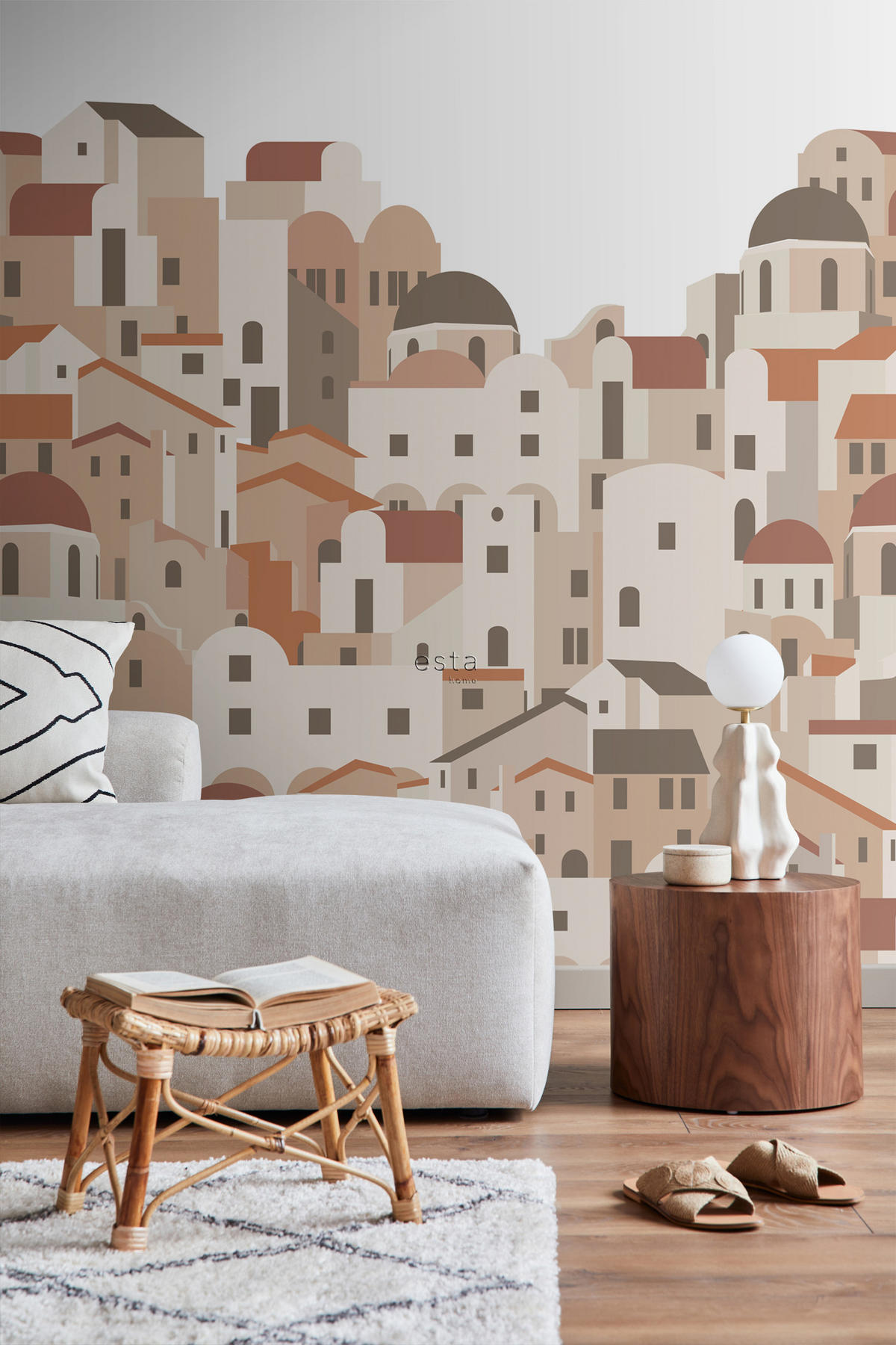 FOTOTAPETE Mediterrane Häuser 200 x 279 cm - Terracotta, Papier (200/279cm) - ESTAhome