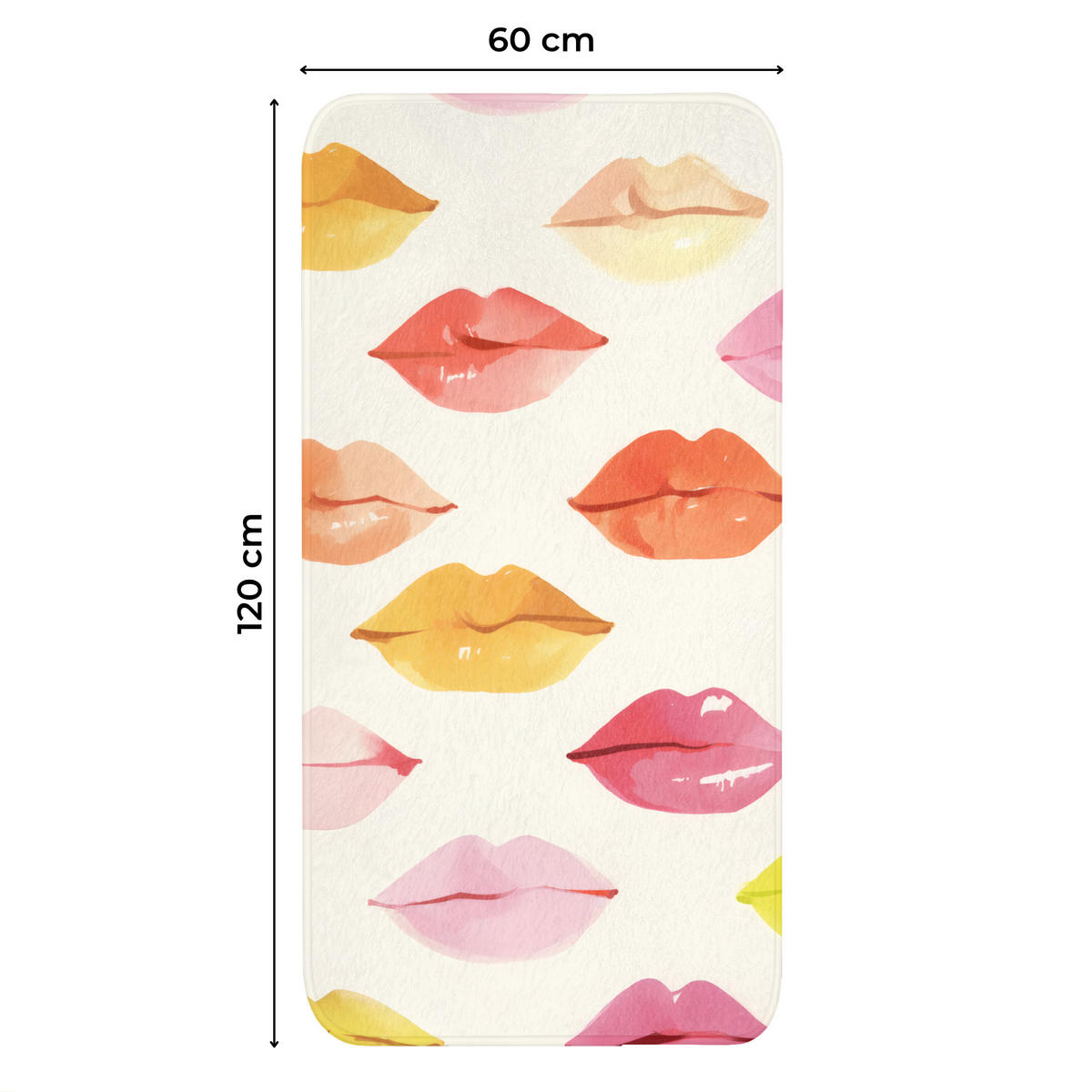 WC PŘEDLOŽKA Rty - barevné - lesklé 60x120 cm - růžová, textil/plast (60/1cm) - OnlyWow