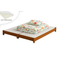 STAPELBETTEN 2-er Set Sendi 200x90 teak mit Matratzen - Braun, Holzwerkstoff - LUKDOM